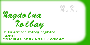 magdolna kolbay business card